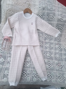 安宝儿空气棉加厚三层保暖儿童内衣套装宝宝男女童夹棉裤婴儿套装