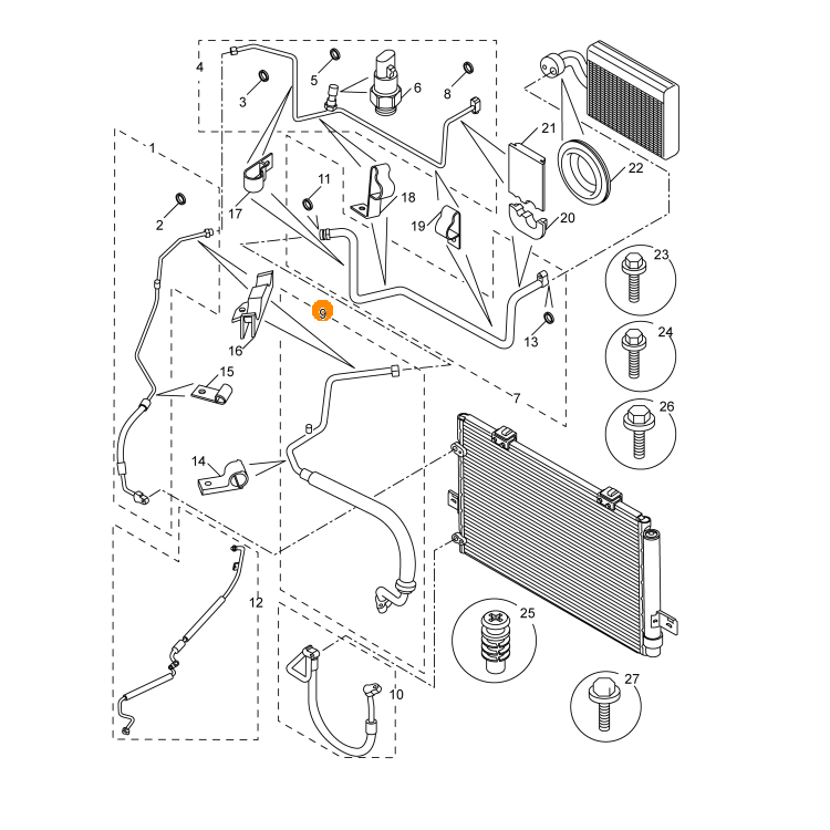 适用于名爵7MG7空调管空调高低压管空调管路原厂正品