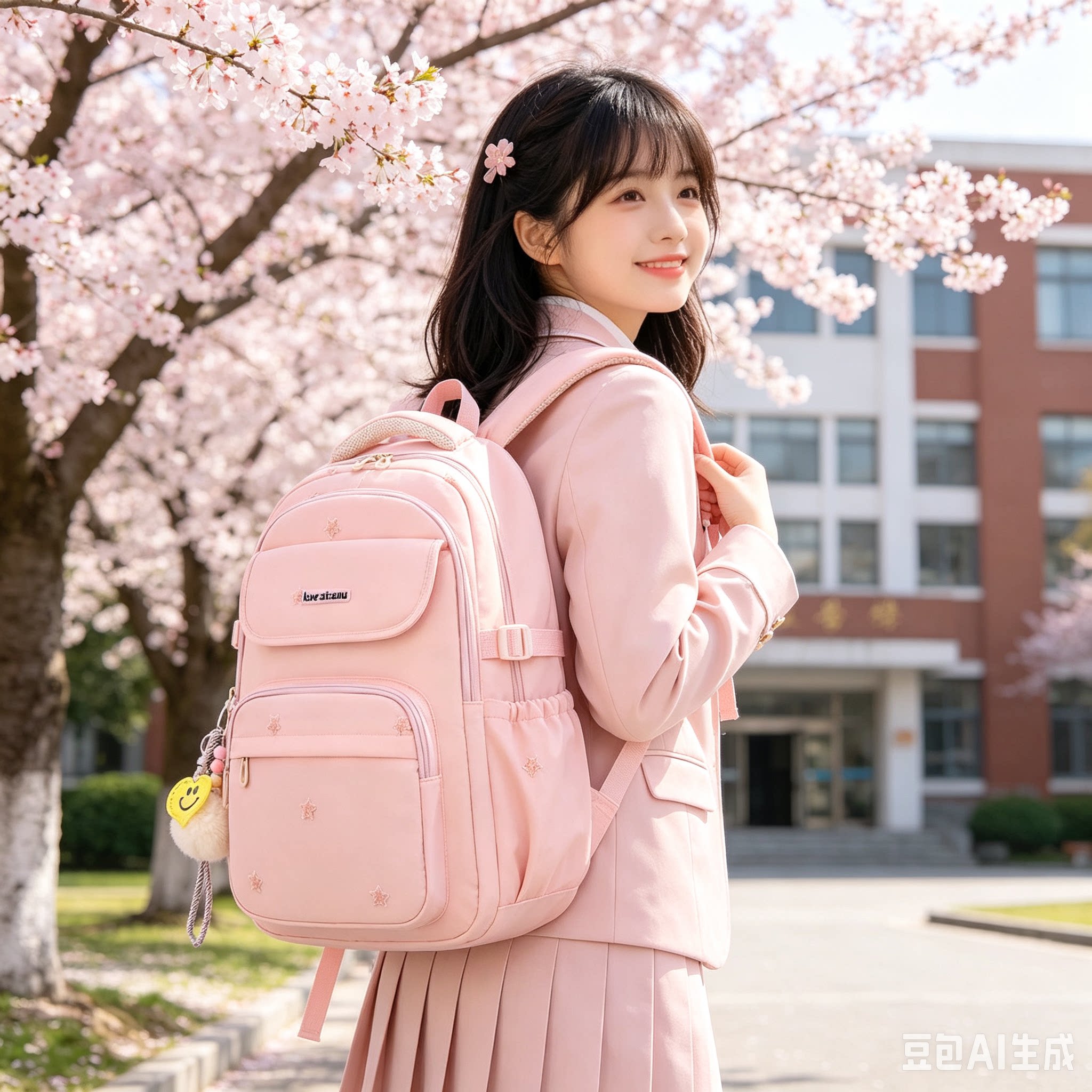 跨境新款纯色百搭书包女大学生简约旅行双肩包大容量轻便休闲背包