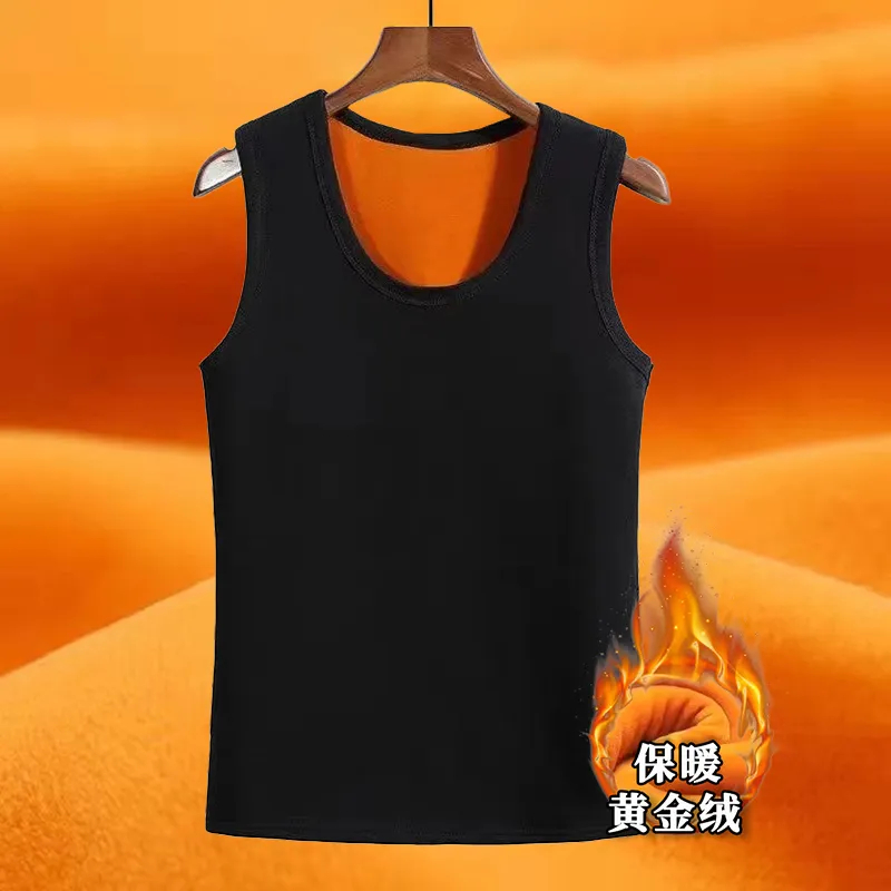 防寒马甲加大码打底修身内穿坎肩黄金绒秋冬保暖背心男士加绒加厚
