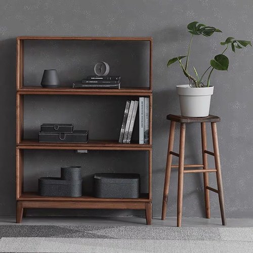 实木矮书柜落地书架储物柜