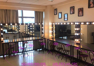 专业影楼化妆台带灯工作室彩妆镜台培训学校铁艺化妆桌剧组梳妆台