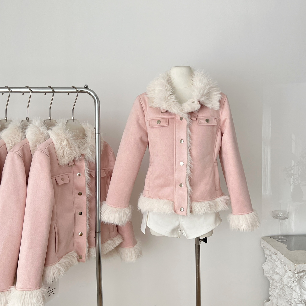 10.17新品 WESTAYONE秋冬皮毛一体外套女拼接毛毛夹克