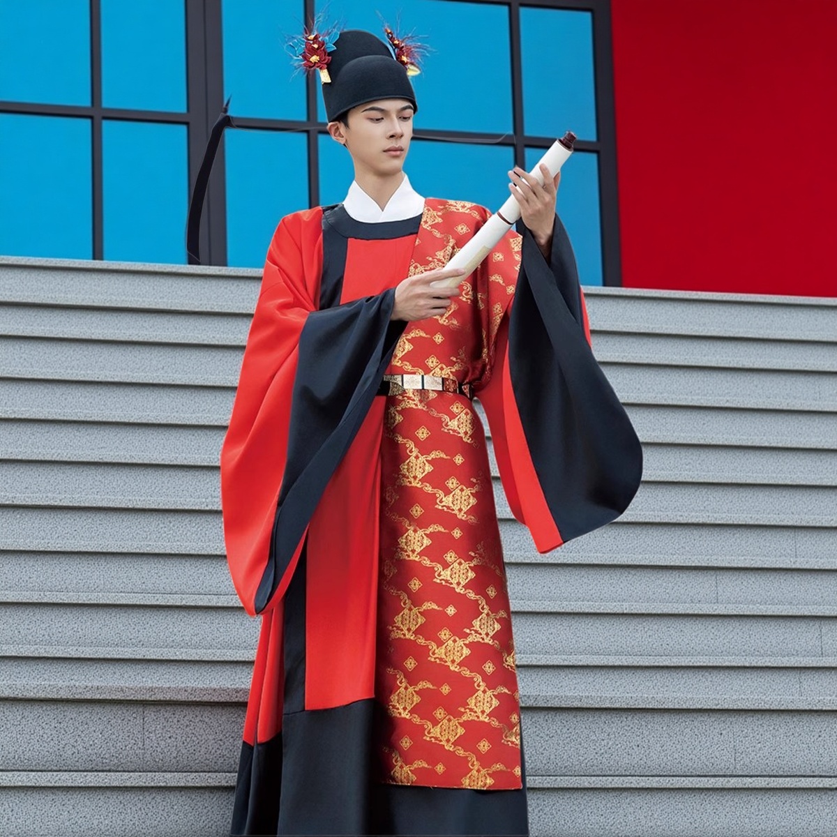 学士汉服宋制襕衫男款古代进士服