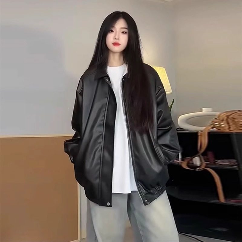 黑色PU皮衣外套女2025春季新款