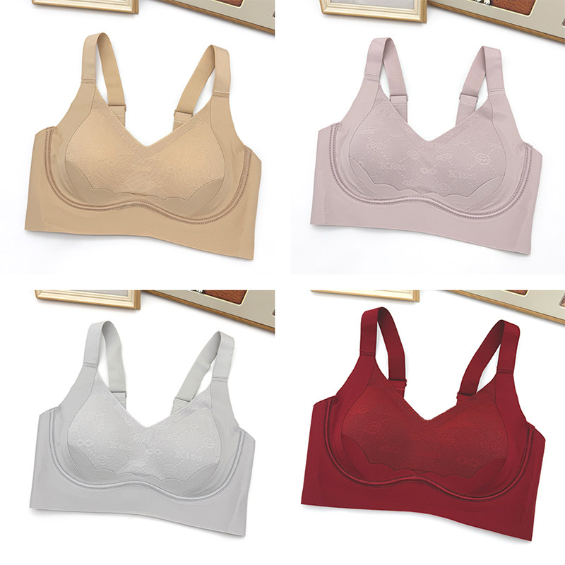 戴美康8161薄款半固定杯无钢圈无痕内衣上托聚拢收副乳防下垂文胸