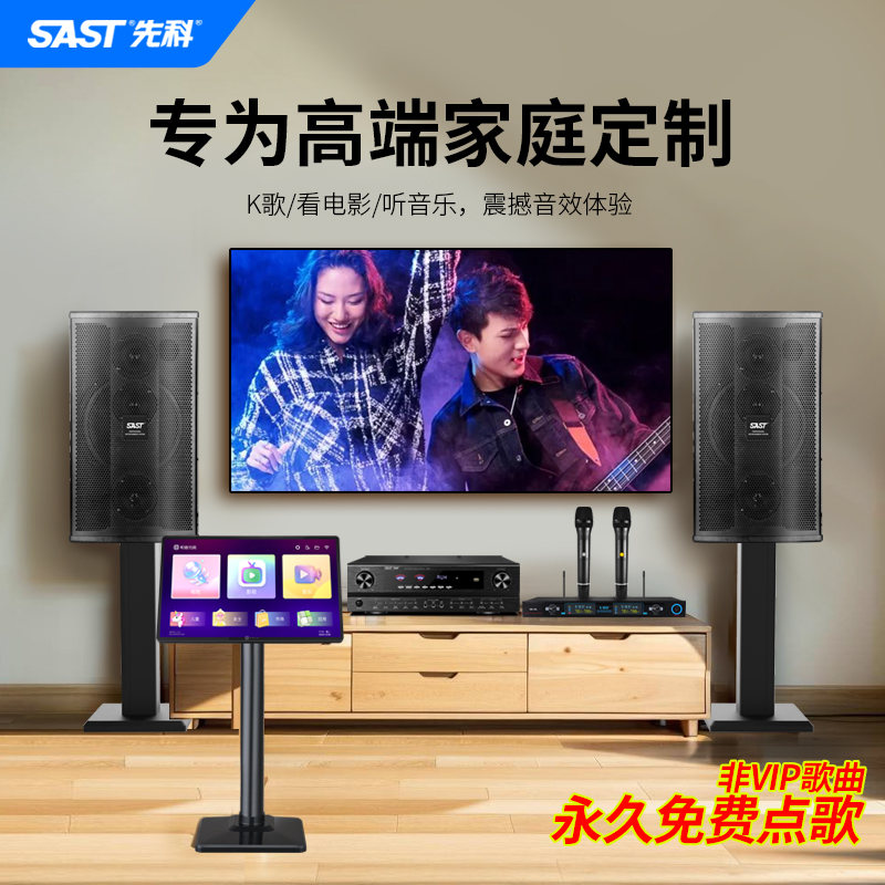 先科V10家庭ktv音响套装 全套家用点歌机组合k歌功放唱歌音箱套装