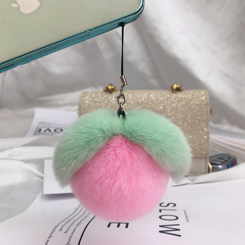 獭兔毛汽车钥匙扣高档桃子毛球