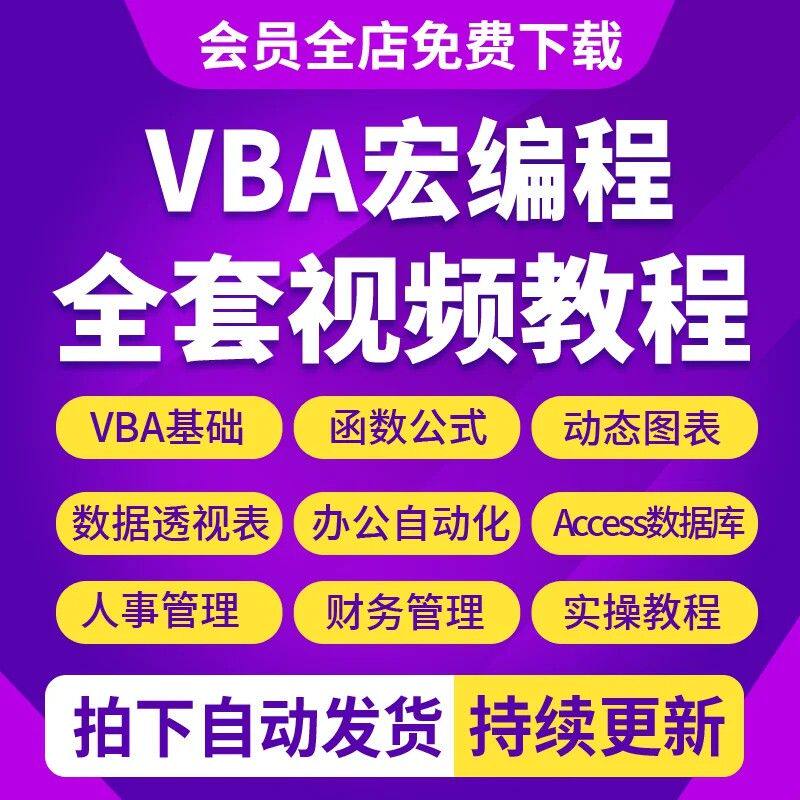 VBA编程教程从入门到精通宏开发代码教学自动化Excel 办公课程
