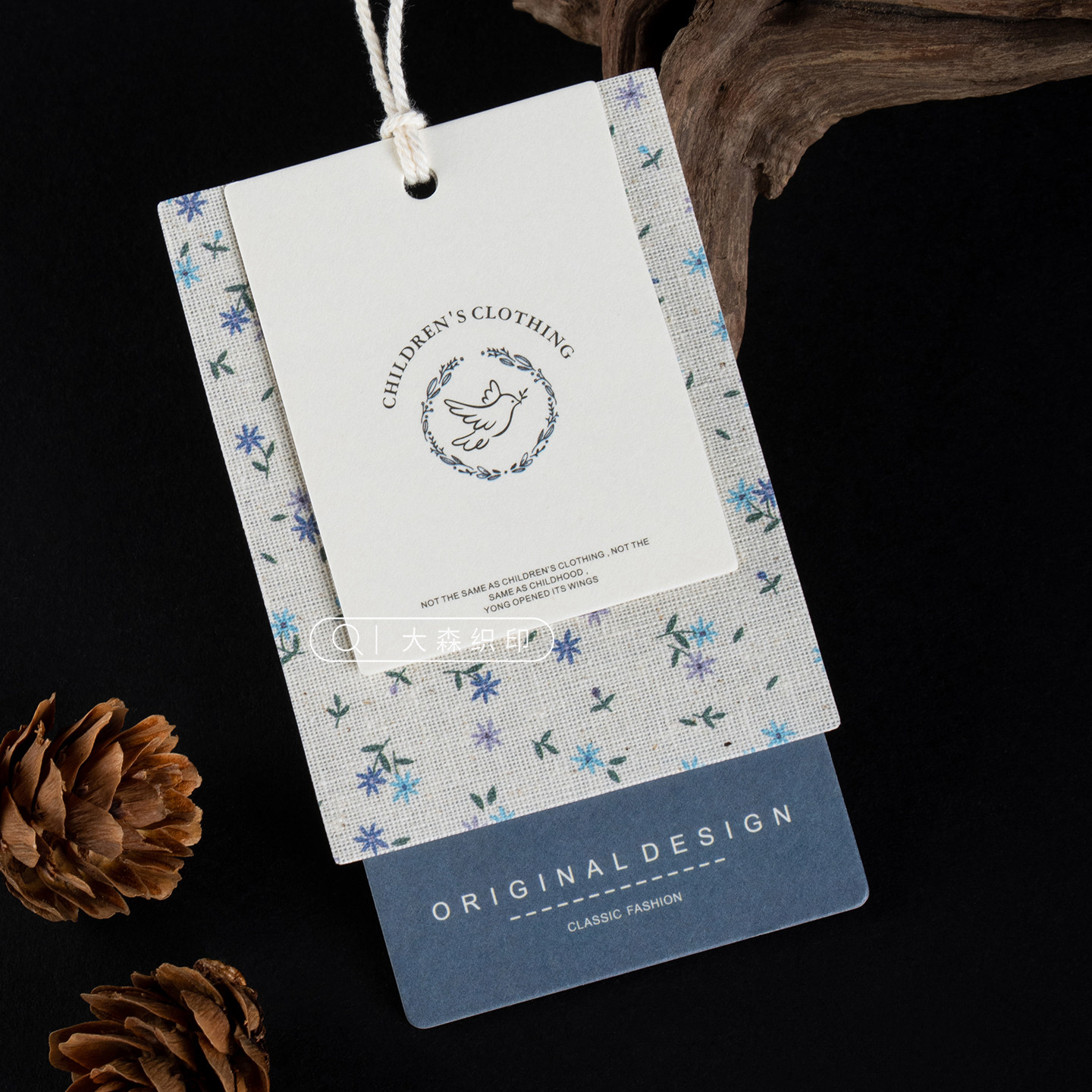 复古森系彩印棉麻服装吊牌定制商标LOGO卡片标签挂牌定做特种纸卡