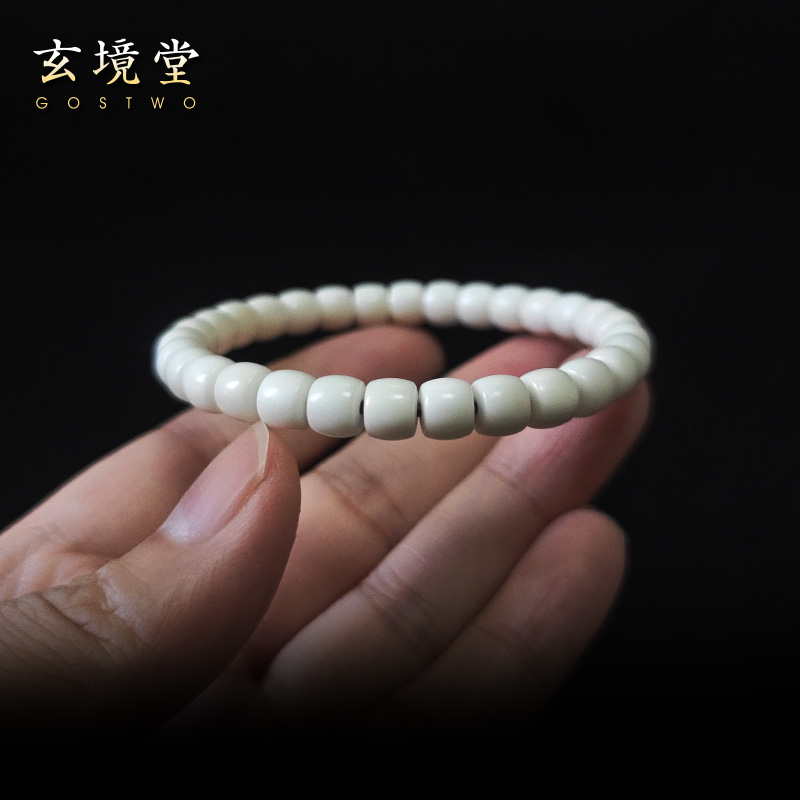 玄境堂白玉菩提桶珠直切单圈