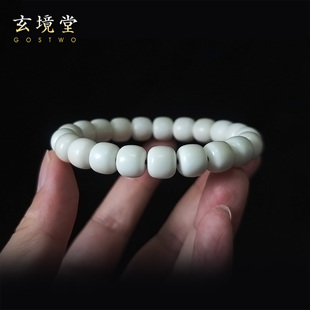 海南白玉菩提(非菩提根)老型桶珠单圈原生态佛珠念珠手链文玩