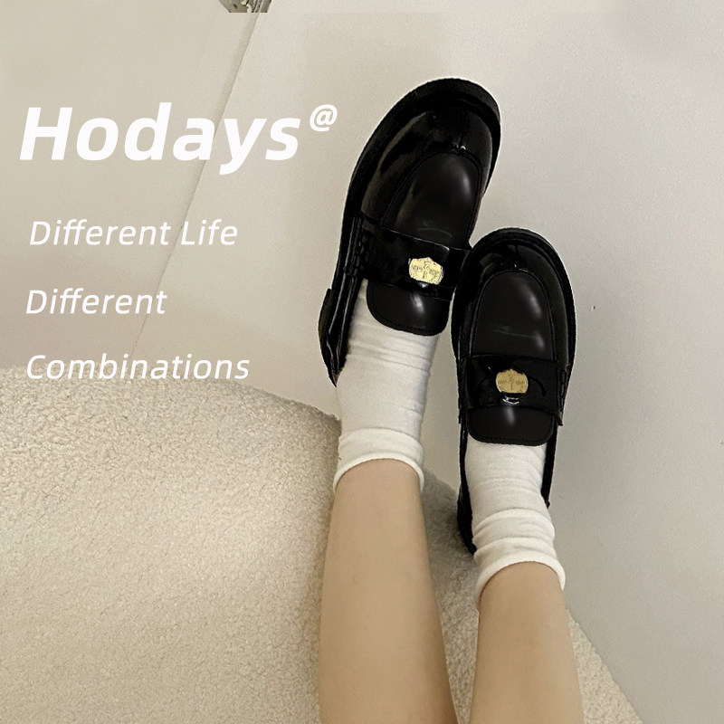 【高板本】阿miu家金币鞋粗跟厚底乐福鞋女真皮复古英伦风小皮鞋