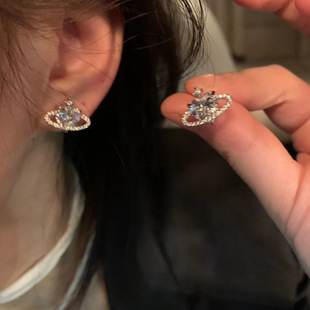 小众设计感锆石星球行星环蚊香盘耳夹无耳洞夏季清新甜美耳饰女