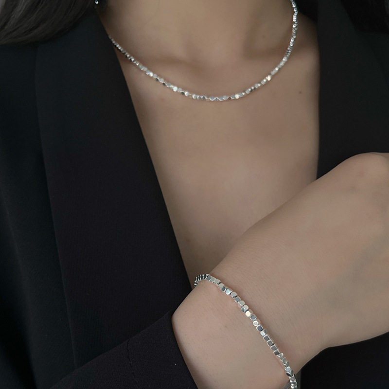 夏季碎银子项链简约冷淡风个性小众设计高级感ins潮酷颈链手链女