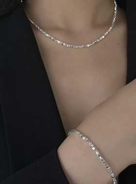 夏季碎银子项链简约冷淡风个性小众设计高级感ins潮酷颈链手链女