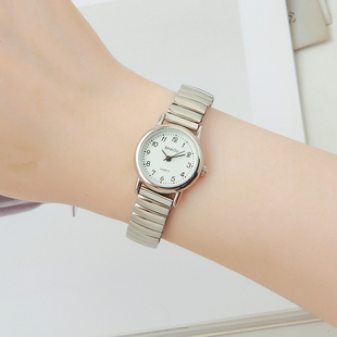 沙鸥牌复古文艺简约圆形阿拉伯数字弹性表链女款石英表库存全新