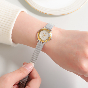 海达手表圆形编织简约时尚三针森系网红超薄石英女士手表库存全新