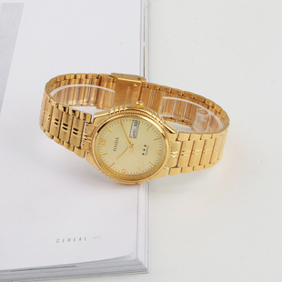 海达手表超薄钢带皮带双日历石英中老年复古简约男女石英库存全新