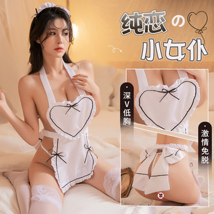 甜美可爱日系软妹cosplay小女仆禁欲系纯欲诱惑睡衣套装白色制服