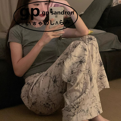 日本gp真丝绸睡裤女遛弯裤可外穿