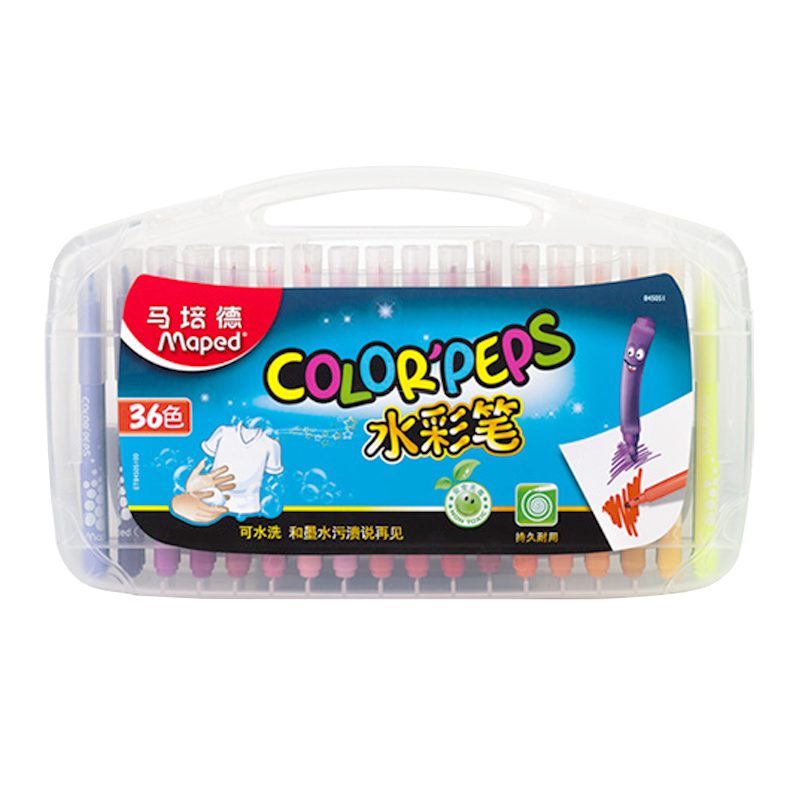 马培德大头水彩笔儿童不脏手画笔彩色24色套装幼儿园可水洗小学生