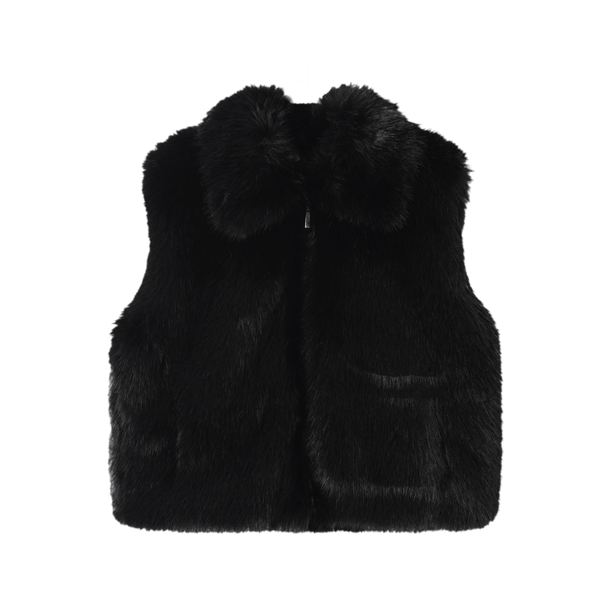 IAMCPLUS 2025AW 翻领宽松夹棉环保皮草马甲