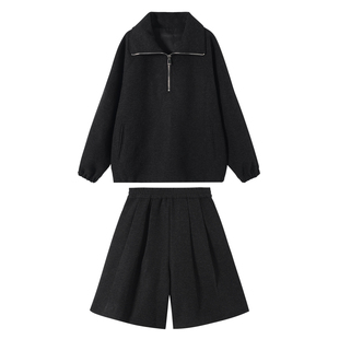 五分裤 IAMCPLUS 压折A版 老钱风宽松立领毛呢卫衣 2025AW