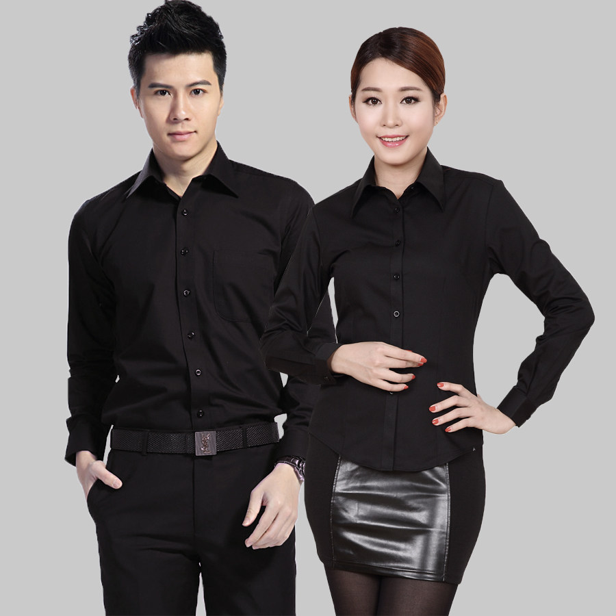 职业男女长袖衬衫餐厅酒店KTV大堂服务员制服衬衣可定做绣字LOGO