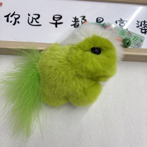 真皮草獭兔毛小马汽车钥匙扣挂件