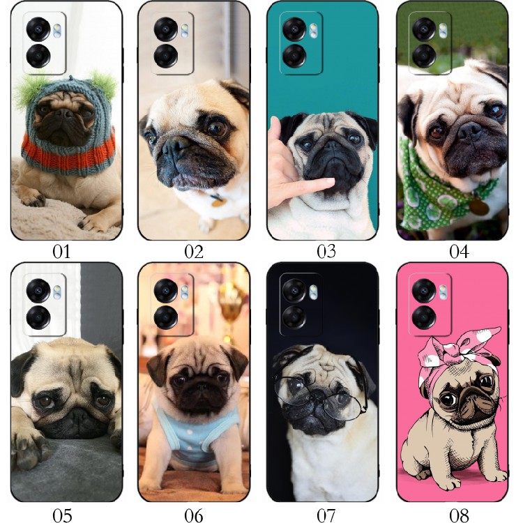 巴哥犬适用OPPO Reno 11/8/9 Pro+/7 SE/A57/K10/A2/A1/A58x/A36/vivo S15e/S17e/Y77t/Y77e/Y78m手机壳