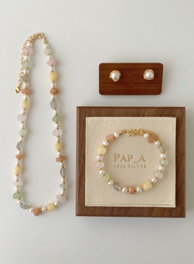 PAPA·马卡龙串珠项链春日氛围感锁骨链温柔清新百搭