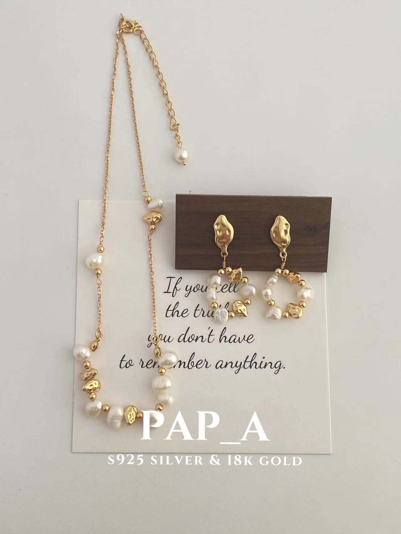 PAP_A·巴洛克异形珍珠项链|锁骨链|银镀金&淡水珍珠|链长38+6cm