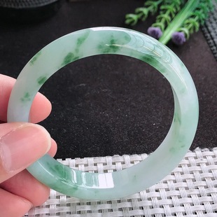 12.3 缅甸A货翡翠56 7.8老坑冰胶果冻飘花手镯 假一赔三