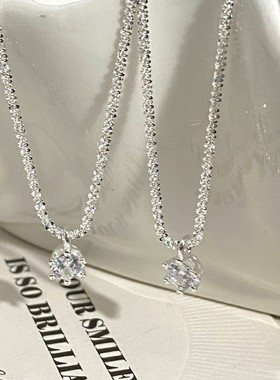 波光粼粼满天星S925纯银白色锆石锁骨链冷淡高级感精致气质项链