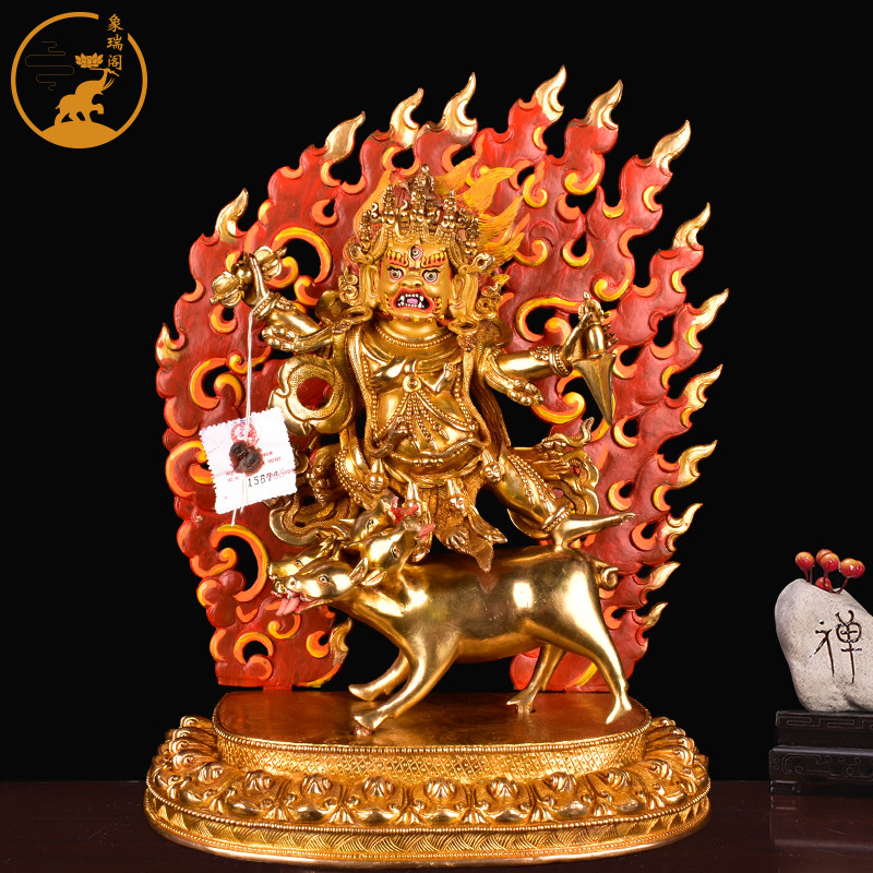 尼泊尔黑忿怒莲师密宗纯铜手工艺居家供奉摆件金刚铠甲