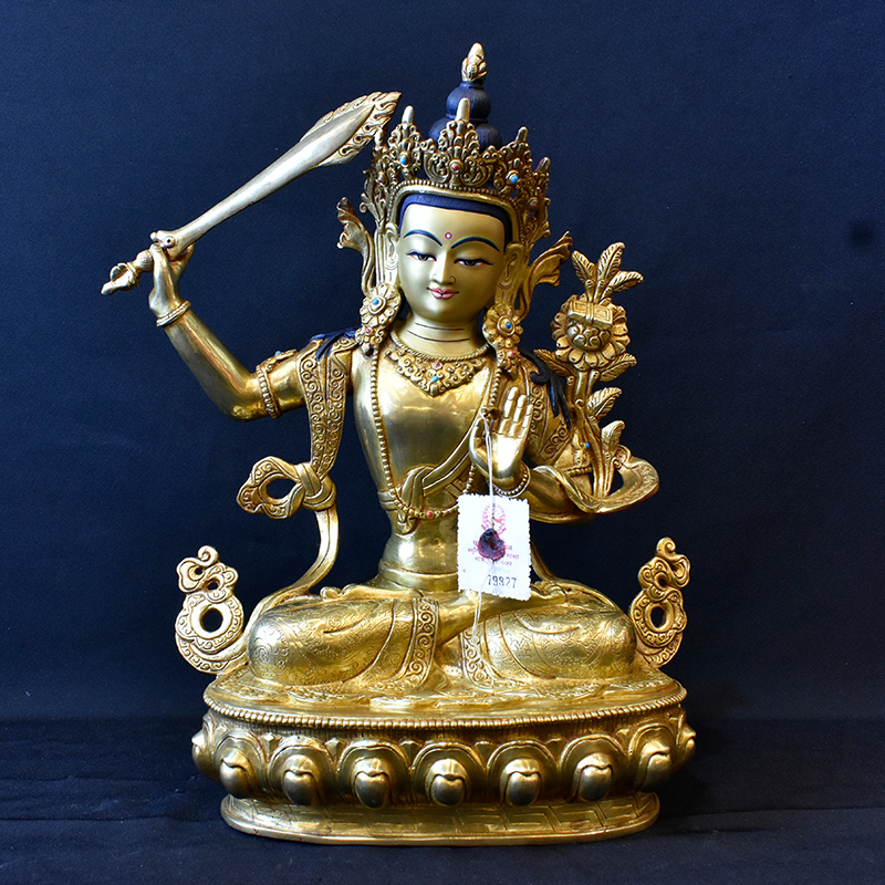 文殊菩萨铜像尼泊尔手工
