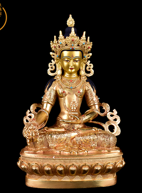 地藏鎏金精品7寸佛堂保平安摆件