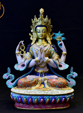 尼泊尔手工彩绘四臂观音