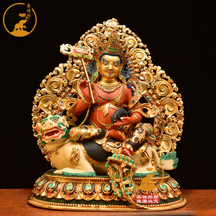 铜鎏金彩绘35cm财宝天王佛像密宗招财铜像藏传财神爷摆件铜像
