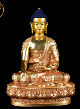 瑞阁释迦牟尼纯铜鎏金密宗不动佛