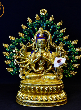 尼泊尔手工雕花鎏金准提佛母