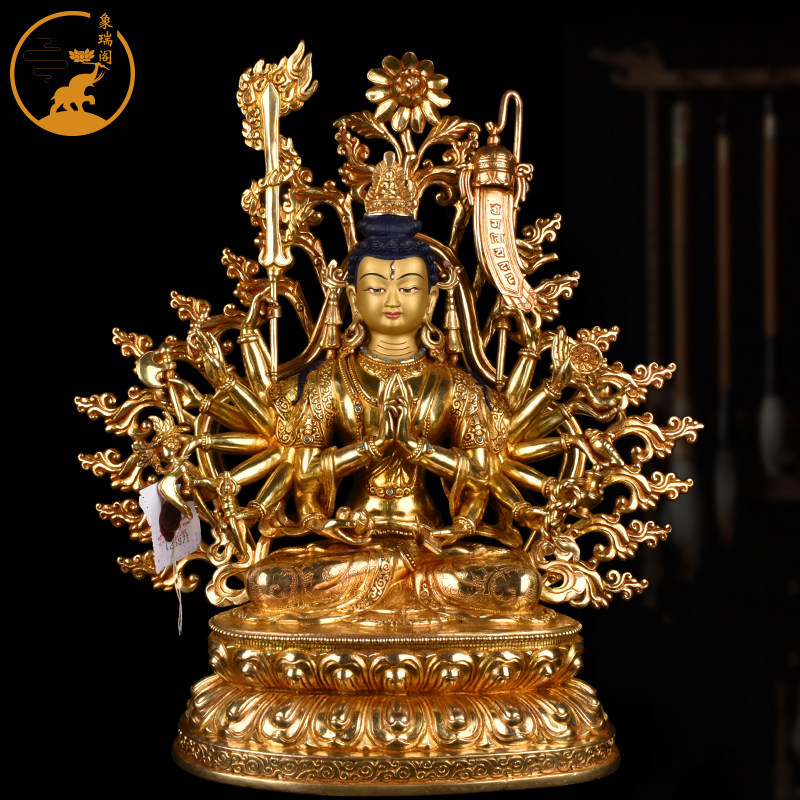 尼泊尔铜准提菩萨摆件居家供奉准提佛母七俱胝佛母准提观音佛像