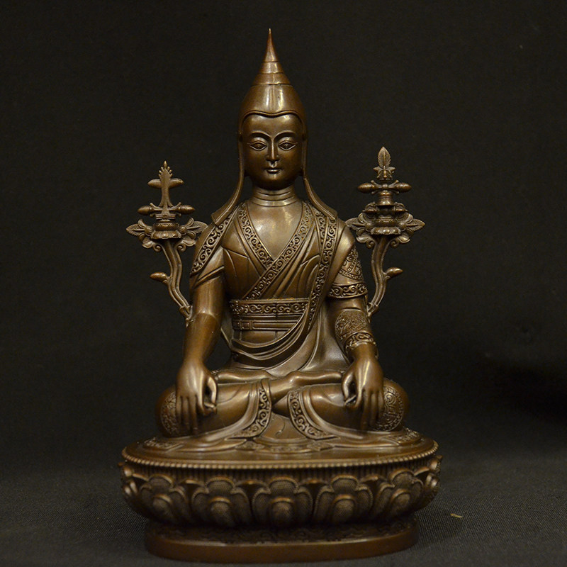 台湾纯铜精致仿古龙钦巴尊者密宗摆件精品铜像无垢光尊者