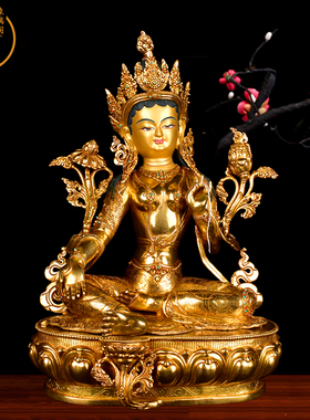 全鎏金象瑞阁紫铜鎏金保平安佛龛