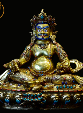 尼泊尔纯手工黄财神厘米密宗铜像