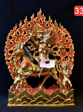 吉祥天母护法紫铜鎏金33厘米铜像