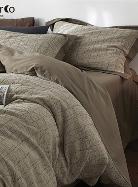 Morco简约轻奢/全棉纯棉提花四件套床单被套床上用品学生宿舍新款