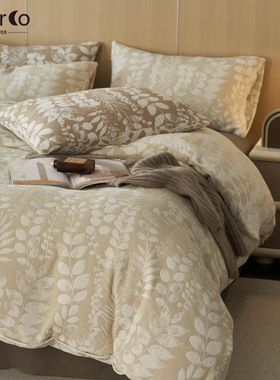 Morco美式复古风全棉纯棉色织提花四件套床上用品床单2025新款