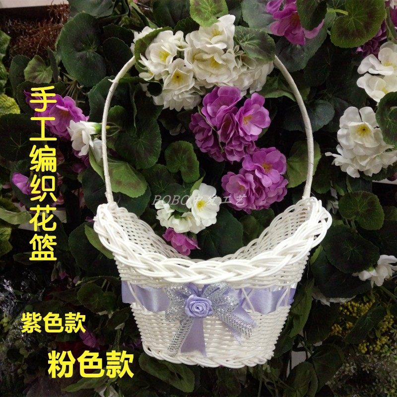 藤编织婚庆手提撒花篮子婚礼花童结婚花瓣伴娘糖果篮跳舞舞蹈装饰